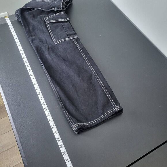 BDG Womens Skate Jean Black Denim Size 26 Baggy Cargo Wide Leg Grunge Elastic - Picture 7 of 7